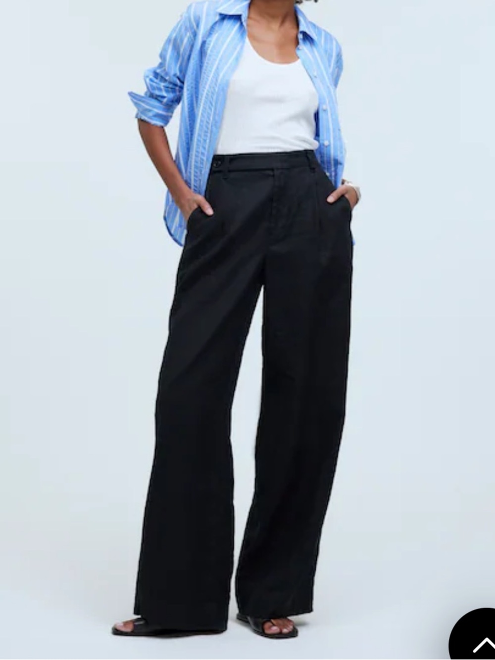 Madewell Harlow Linen Black High-Rise Wide-Leg Trousers
